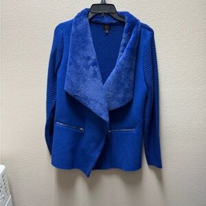 Royal Blue Blazer with Waterfall Collar